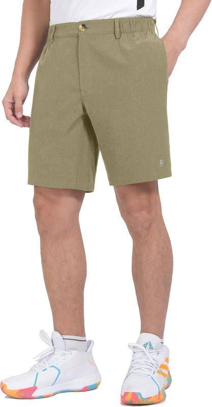 Men'S Bermuda 9 Inch Lightweight Quick Dry Stretch Shorts Golf Hiking Travel