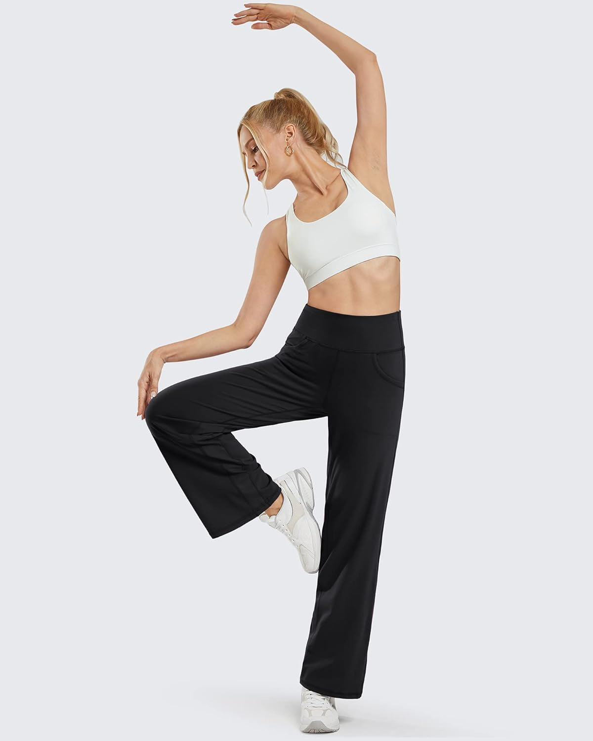 Wide Leg Pants Woman Yoga Pants with Pockets Stretch Loose Casual Lounge Sweatpants Petite/Regular/Tall