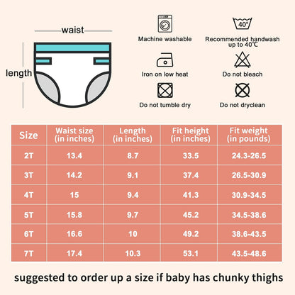 Potty Training Underwear for Boys 7 Packs Absorbent Toddler Training Pants for Girls 2T-6T