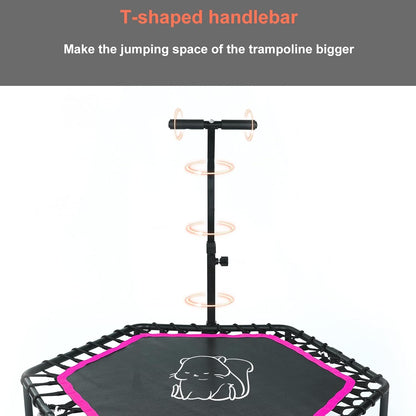 Trampoline for Kids Indoor, Mini Toddler Trampoline with Adjustable Handle, Outdoor Foldable Small Rebounder Trampolines for Exercise