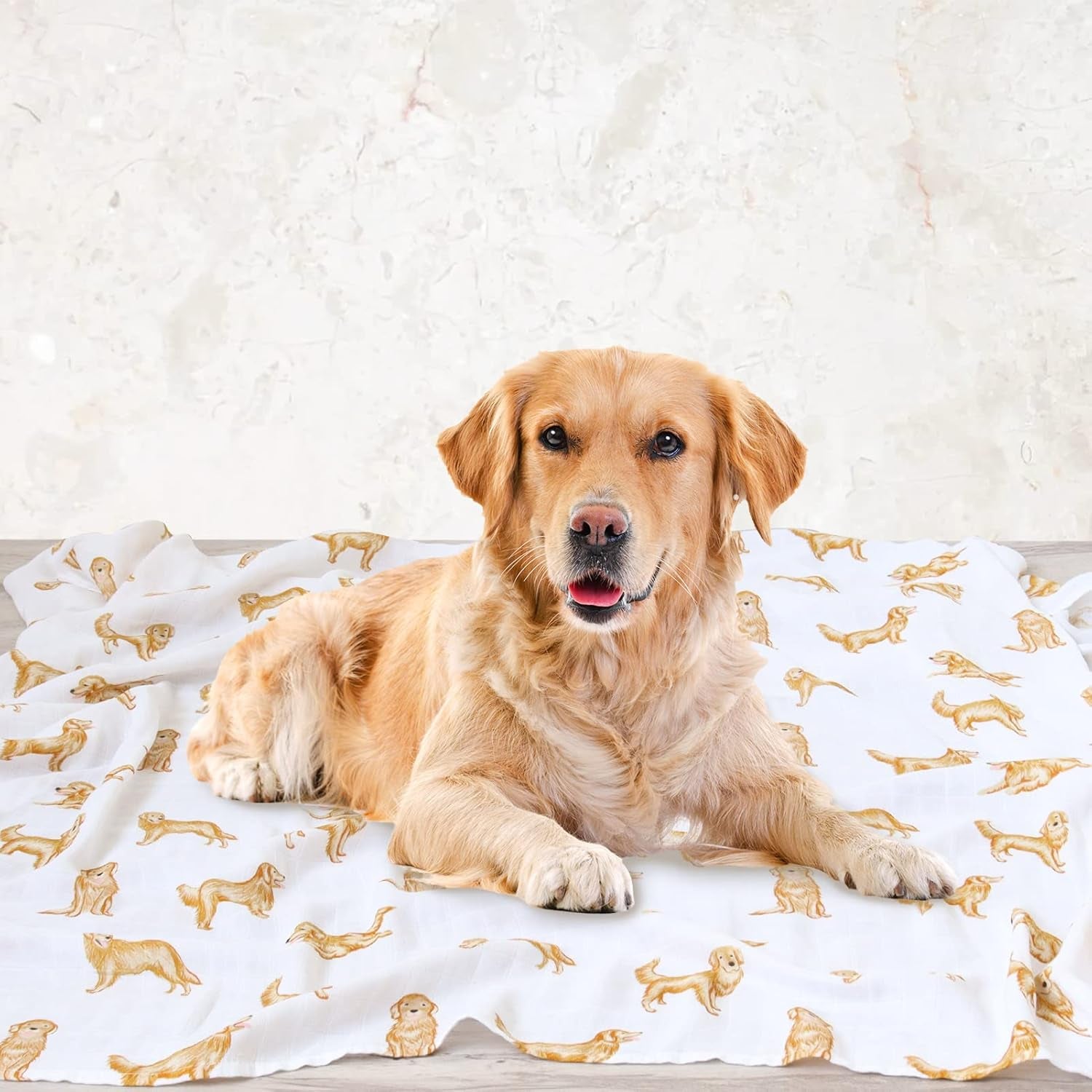 Baby Swaddle Blankets Dog, 70% Viscose from Bamboo and 30% Cotton Muslin Swaddle Blankets Boys Girls Swaddling Blanket Neutral for Newborn, Soft Large 47" X 47", Golden Retriever Dog