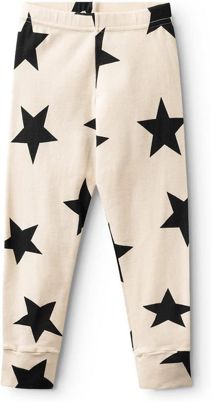 Leggings, Soft Cotton Unisex Pants for Babies, Kids and Teens, for Girls and Boys, Natural - Stars, 12-18 Months